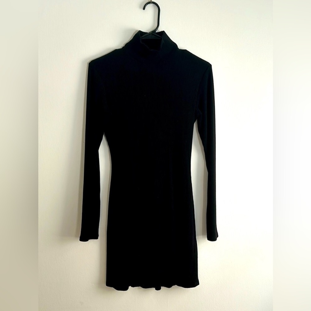 Reformation black ribbed mini dress